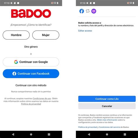 Cómo Iniciar Sesión en Badoo con Facebook, Correo。